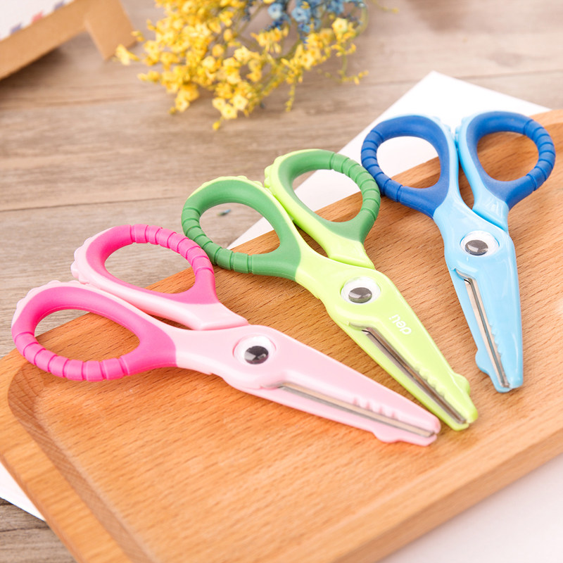 Able 6071 Children Safety Scissors Student Cartoon Crocodile Small Cut Round Head Soft Glue Wrap Side Handmade Paper Cutter