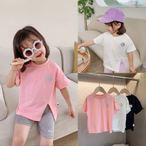 Girls short-sleeved t-shirt cotton summer clothes 2021 new childrens clothing childrens tops womens summer baby summer clothes trend