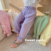 Girls anti-mosquito pants thin section summer baby casual pants summer 2021 new childrens clothing childrens pants childrens summer clothing girls