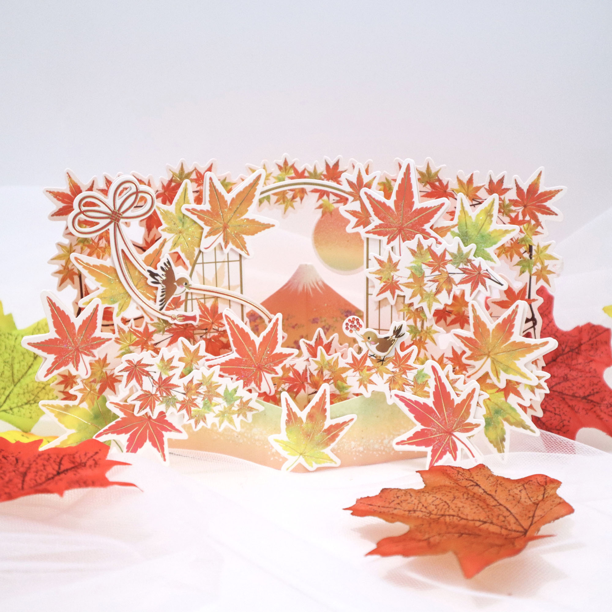 日本秋天楓葉立體賀卡富士山3d紅葉風景生日新年情人節祝福卡片 日本秋天楓葉立體賀卡富士山3d紅葉風景生日新年情人節祝福卡片