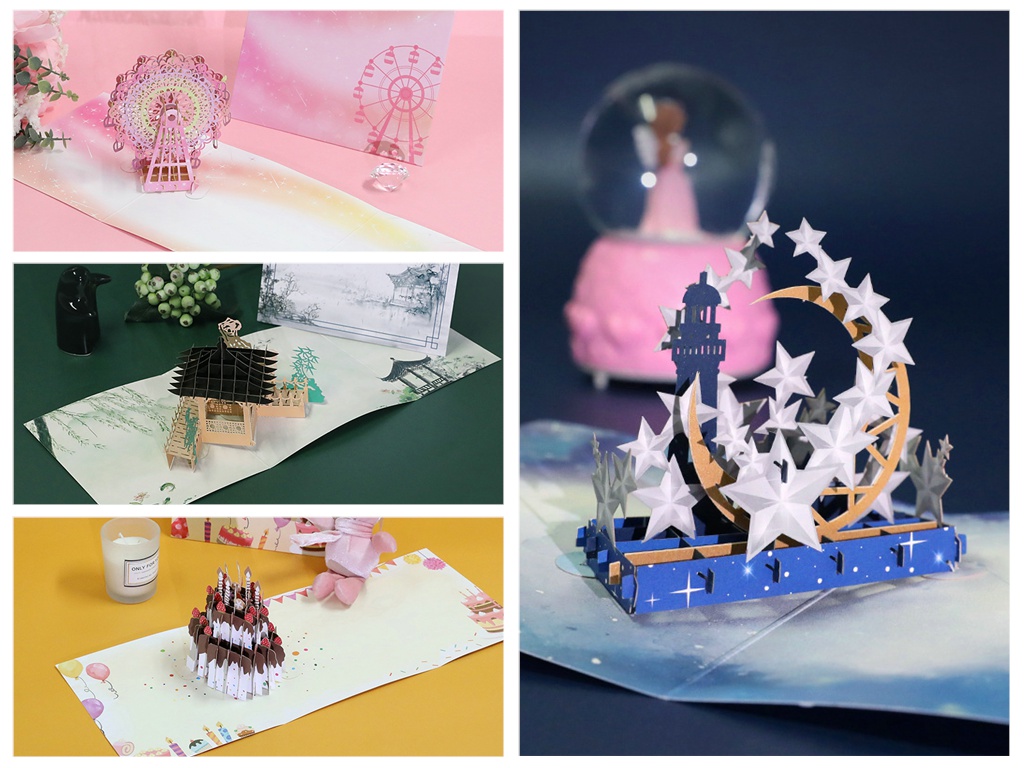 Miss Card 3D Lenticular Hardcover Series Starry Sky Ferris Wheel Cake Birthday Teacher's Day New Year Greeting Card