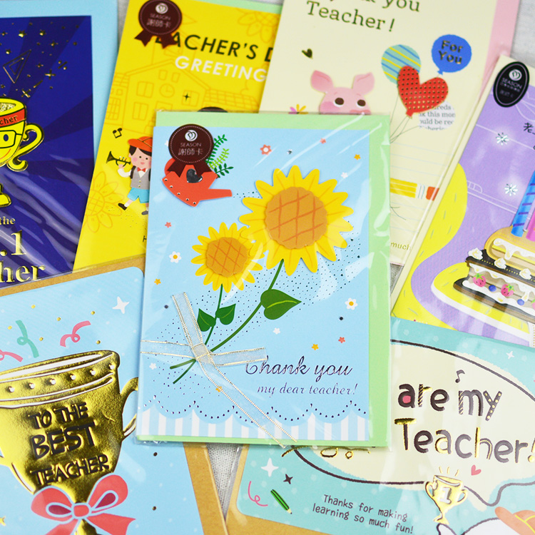 Taiwan Four seasons creative bronzing thank you card Greeting card Thank you teacher Teacher's Day Thank you Teacher Blessing card
