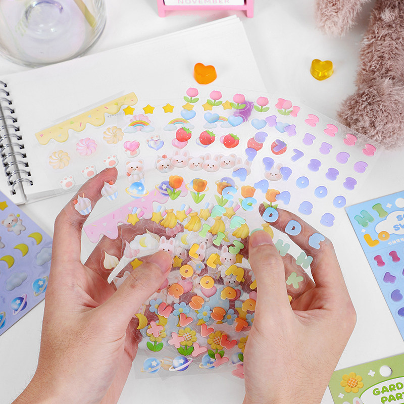 Miss Card Heart Motion Signal Series PET Stickers Ice Cream Small Rabbit Digital Headphone Mobile Phone Handbill Decoration Sticker