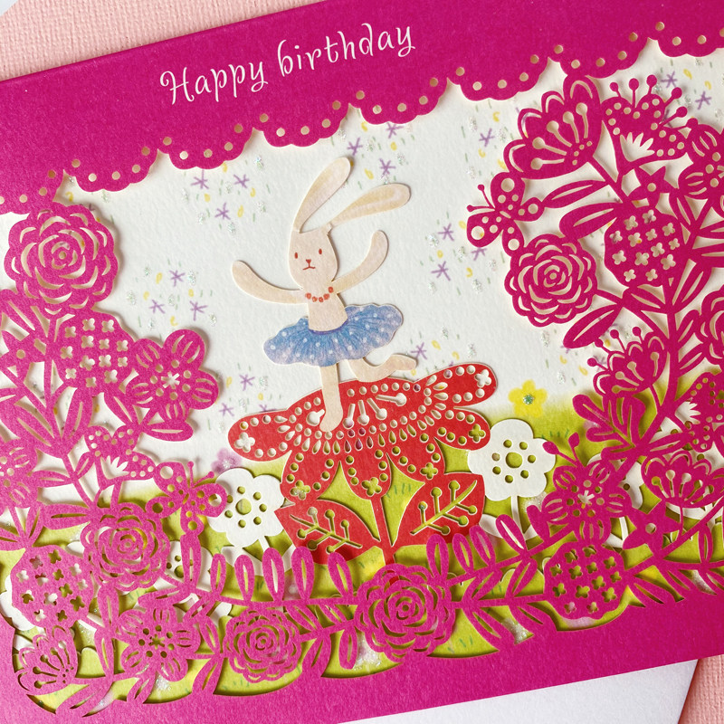 Miss card Taiwan creative hollowed-out birthday greeting card rabbit giraffe sends girlfriend to send bestie blessings a blessing card