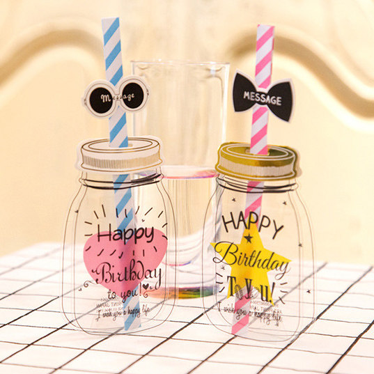 Miss Ka recommends Korean design creative birthday three-dimensional greeting card cute straw bottle card for girlfriends