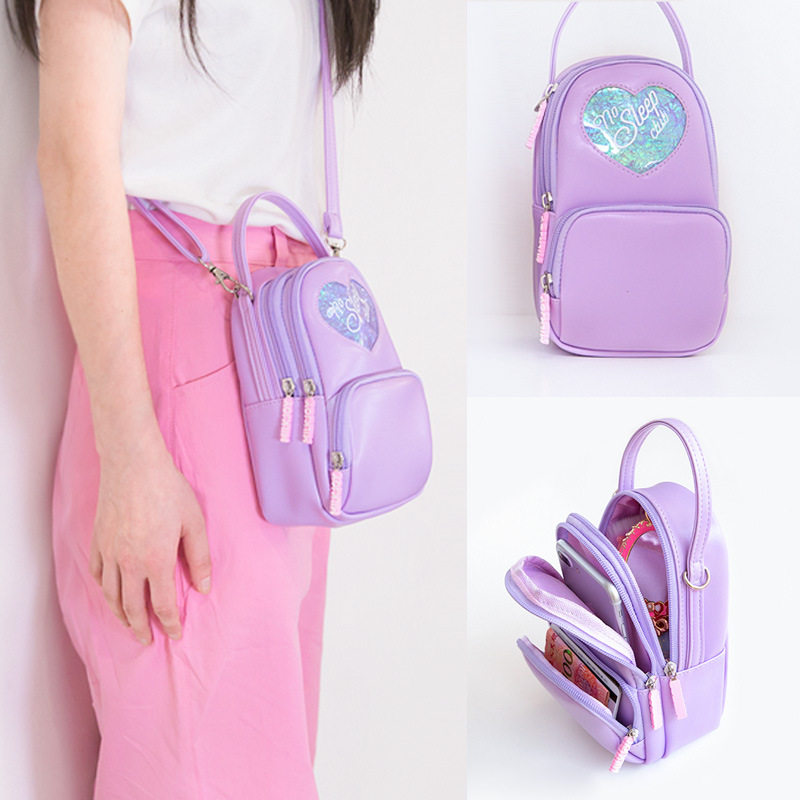 Miss Ka New Take Multi - layer Mobile Phone Bag Qing girl new transparent single shoulder bag bag