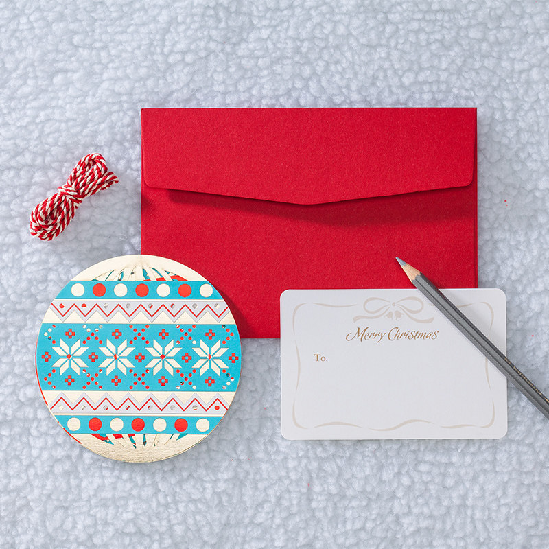 Korean creative design Christmas New Year blessing greeting card Hollow bronzing pull flower dress up decorative snowflake card