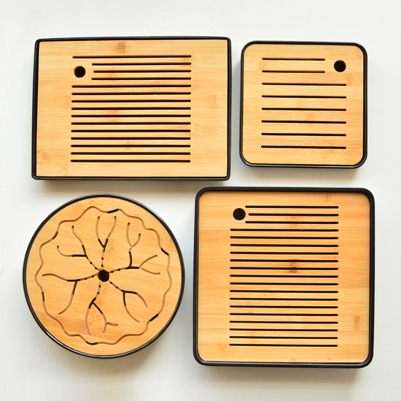 Bamboo melamine tea tray Japanese kung fu tea set water storage dry bubble table tea tray simple travel dry bubble tray