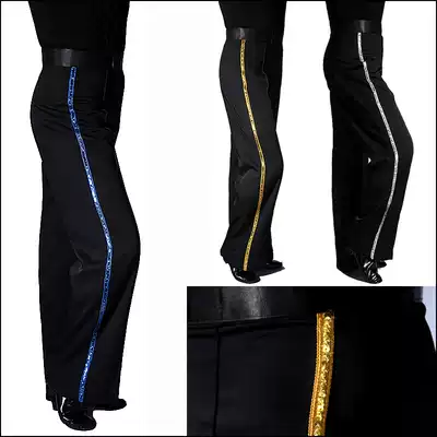 Latin dance pants men's colorful gold and silver edge dance pants sailor jitterba table performance competition suit social dance pants