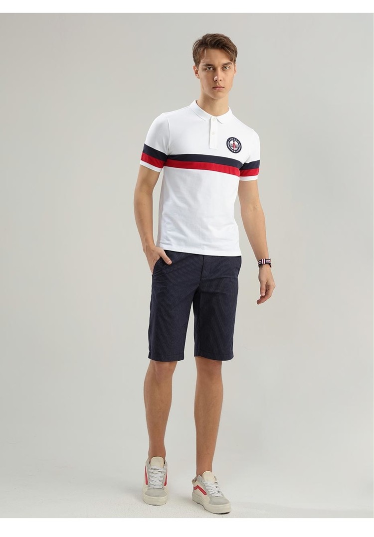 Giordano Polo nam thêu màu tương phản mỏng căng vải đính cườm tay áo ngắn POLO91017322 áo polo nam đẹp