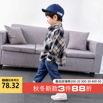 Many boys shirt autumn long sleeve 2021 new foreign style Plaid childrens shirt casual boys