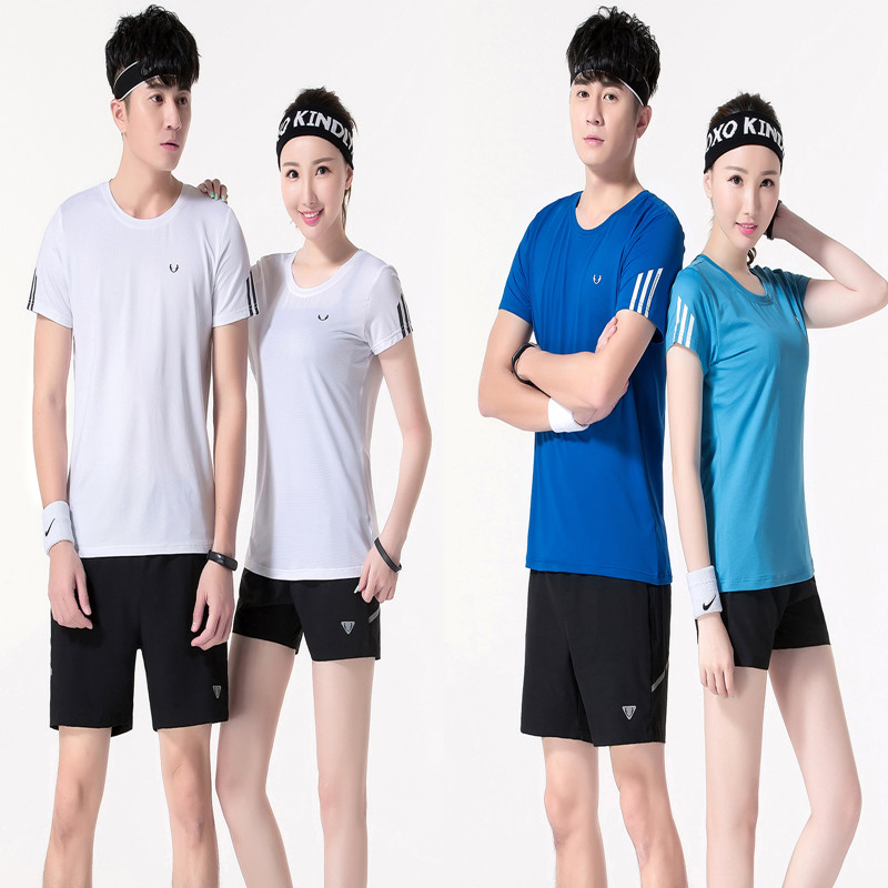 Couple running track suit men and women quick-drying breathable training suit competition suit T-shirt shorts badminton sports suit