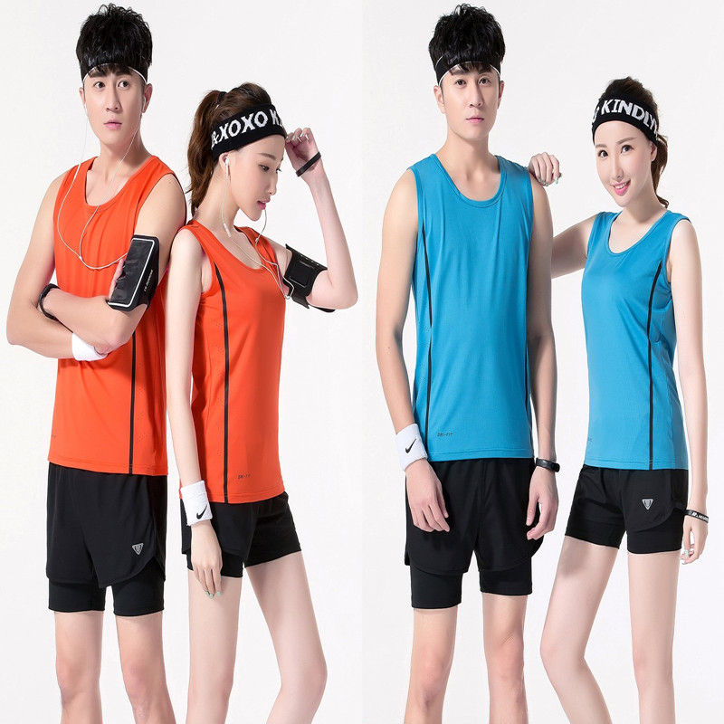 Men's and women's running suits couples summer thin sports competition suits breathable quick-drying vest shorts track and field training suits