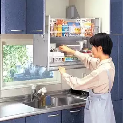 Cherry blossom lifting basket storage hanging cabinet lifting basket kitchen whole cabinet stainless steel lift whole cabinet lower basket