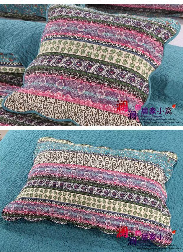 Đỏ Xanh bông chắp vá Quilt là giường ba mảnh bao gồm một gia đình bốn người áp dụng tấm gối giường váy cotton - Trải giường ga giường 1m2x2m