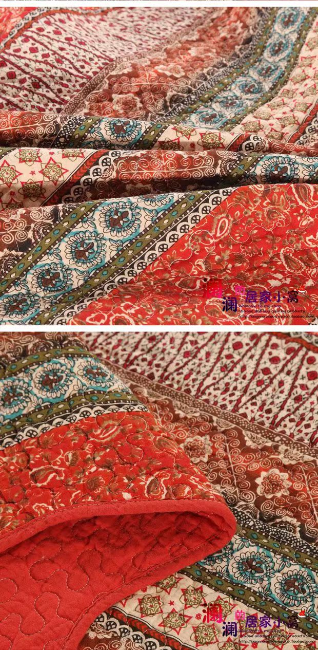 Đỏ Xanh bông chắp vá Quilt là giường ba mảnh bao gồm một gia đình bốn người áp dụng tấm gối giường váy cotton - Trải giường ga giường 1m2x2m