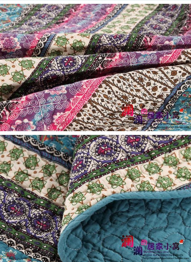 Đỏ Xanh bông chắp vá Quilt là giường ba mảnh bao gồm một gia đình bốn người áp dụng tấm gối giường váy cotton - Trải giường ga giường 1m2x2m
