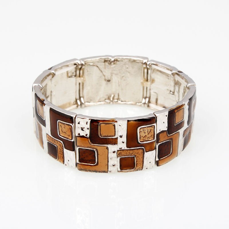 European and American Fashion Oil-Drip Square Elastic Bracelet Enamel Color Bracelet