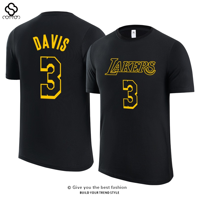 Lakers City Edition Jersey Anthony Davis Short Sleeve T-Shirt No. 3 Basketball Training Sports Loose Fit Men's