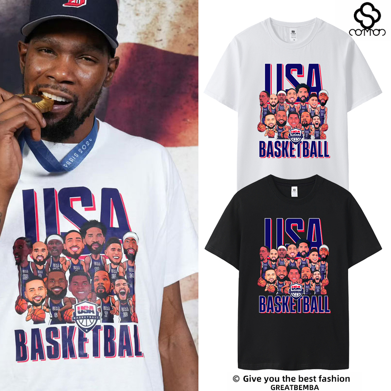 Durant's Usa Men's Basketball Dream Team Championship Short-Sleeve Basketball T-Shirt, Same Style as Usa Curry, James, and Edwards