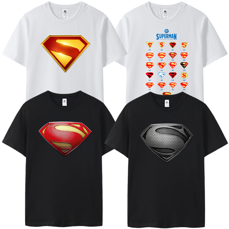 2025 Superman T-Shirt Men's Short-Sleeved New Style Short-Sleeved T-Shirt Pure Cotton Superman Movie Summer Short-Sleeved Large Size