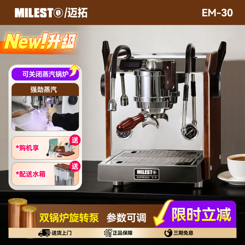 MILESTO Em-30 Steam Dual Boiler Rotary Pump Professional Italian Semi-Automatic Coffee Machine for Home Use
