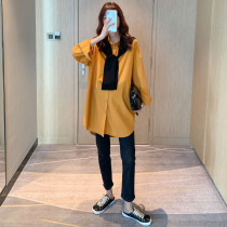 Pregnant Woman Shirt Spring Autumn Clothing Long Sleeves Foreign Air Lining Blouse Blouse in Long Loose Lactation Damp Moms Fashion Delivery Shawl