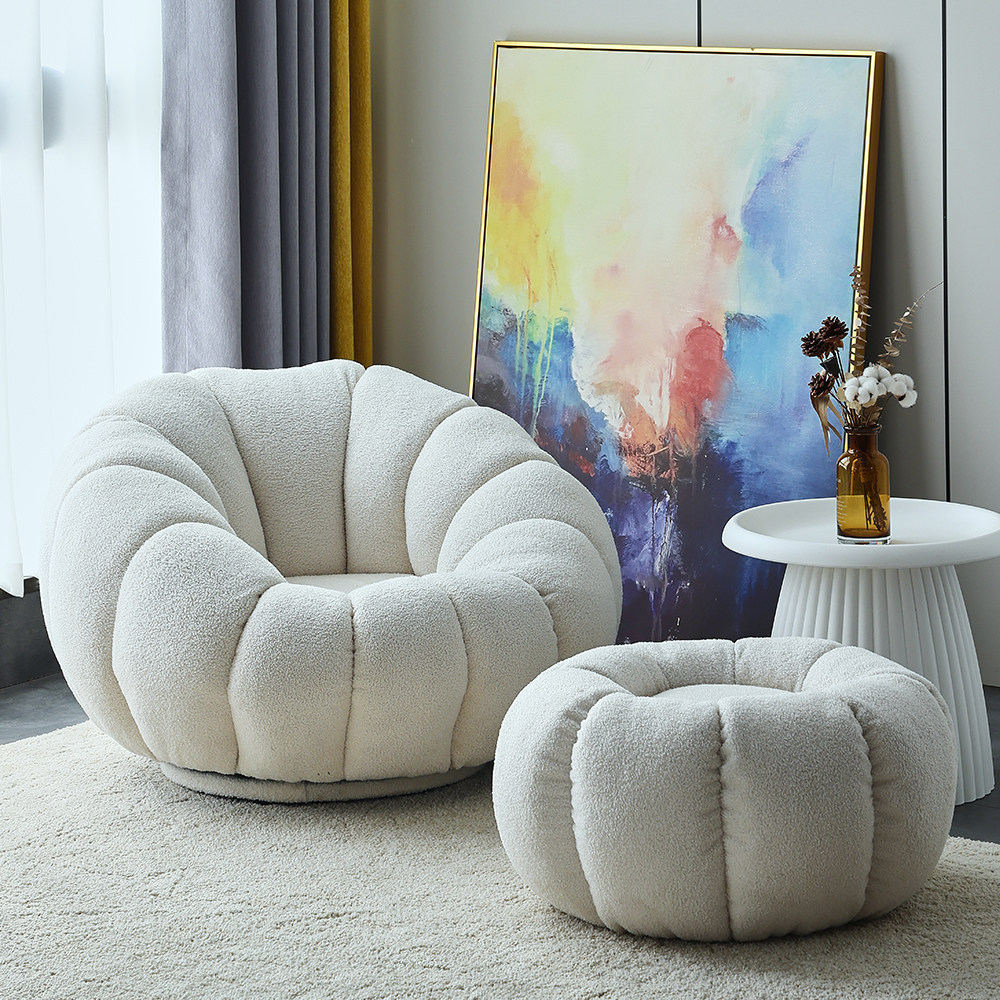 Pumpkin sofa lamb velvet lazy sofa single bedroom chair tatami white single and double balcony cloud sofa