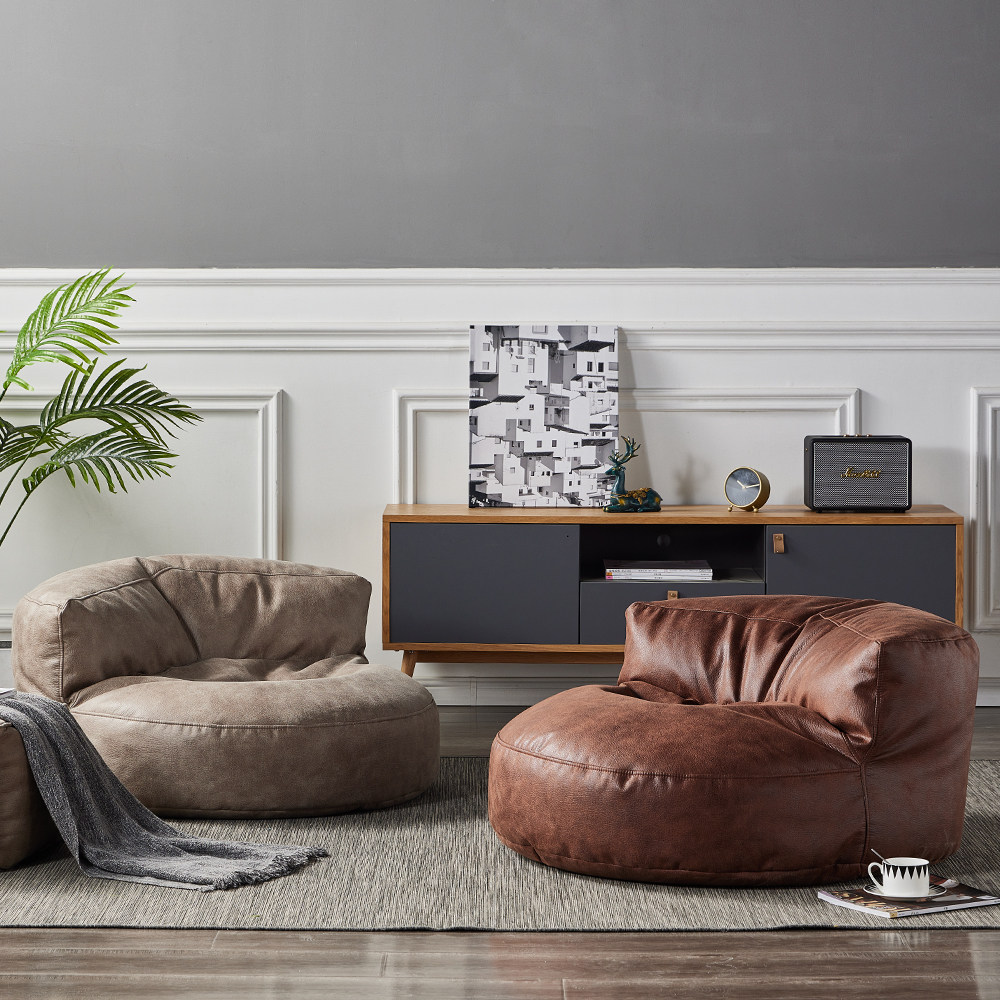 Nordic lazy sofa single technology cloth reclining chair retro style tatami bean bag living room balcony reclining lounge chair