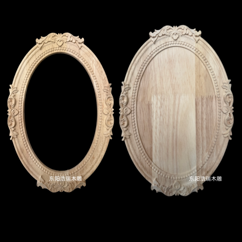 Dongyang Wood Carving European-Style Solid Wood Picture Frame French-Style Solid Wood Mirror Frame Hollow Classical Photo Frame Vintage Jewelry Solid Wood Tray