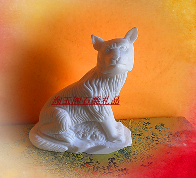 Jiaxiang stone carving craft gift decoration gift decoration home decoration white marble dog birthday gift twelve zodiac signs