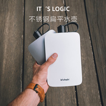 It’s Logic Stainless Steel Flat Water Bottle Ultra-thin Portable Outdoor Portable Large Capacity Fitness Sports Water Bottle