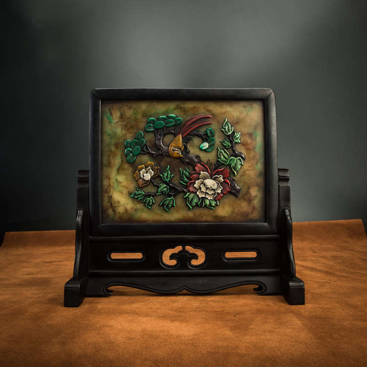 The Qing Dynasty High-gauge system of colorful and old-ware inlaid with a beautiful old table and a beautiful old table screen for the ancient play miscellaneous collection