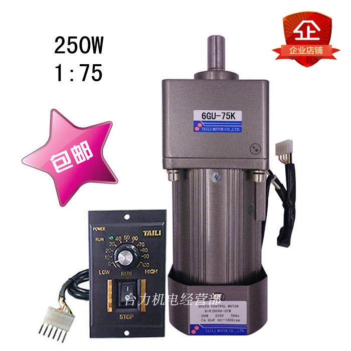 Taili 250W fixed speed motor motor AC 220V with gear reducer 6GU-75K single-phase belt governor