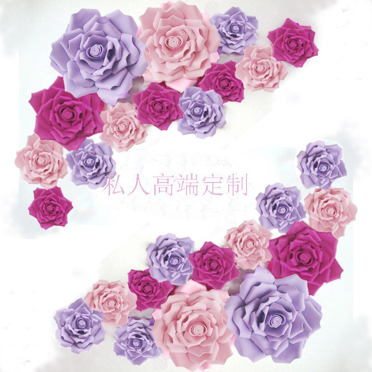婚礼婚庆布置泡沫仿真手工纸艺道具背景花墙橱窗装饰海绵纸玫瑰花