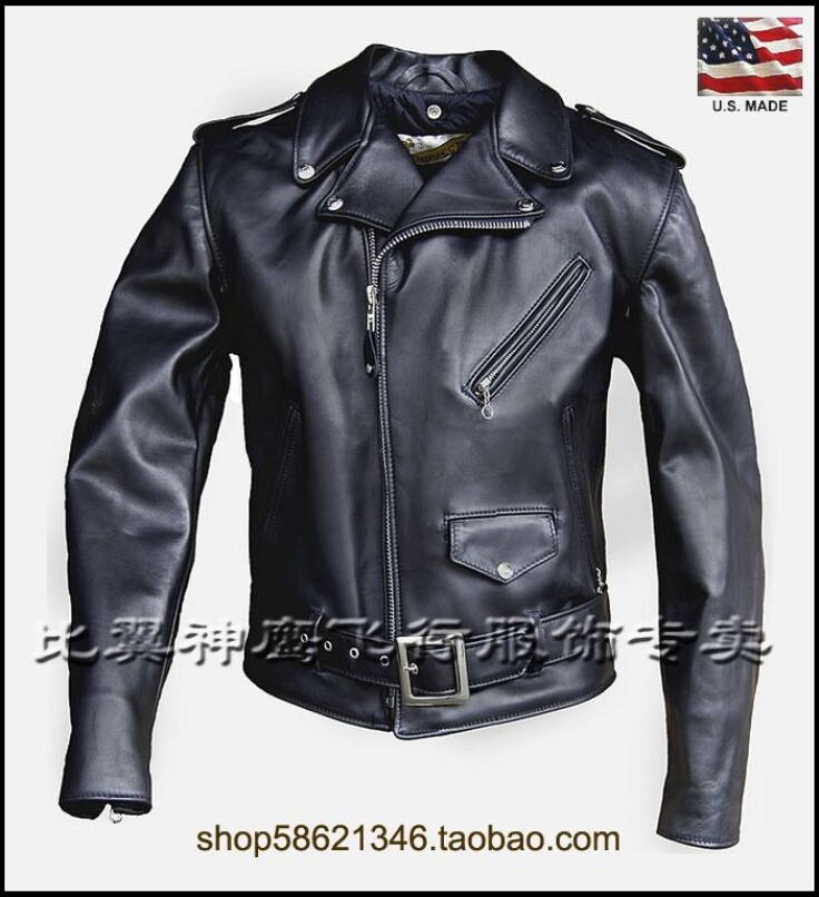 Schott NYC China general generation of classic cable-stayed castrated cowhide motorcycle rock leather jacket#618