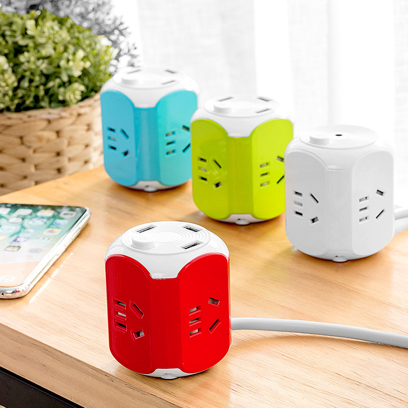 Cube Cube Cube Cup Socket Plug plug-in multifunctional band plug household drag board porous charging small plug seat