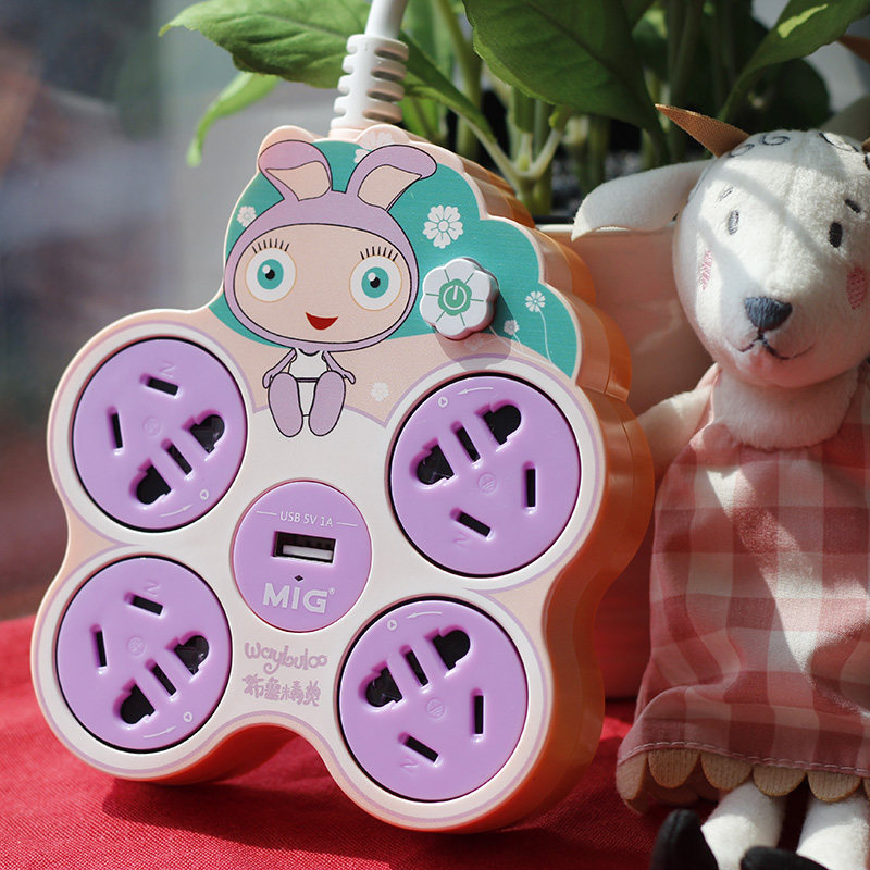 Personality Cartoon Multifunction Usb Socket Cute Plugboard With Wire Home Plug-in Student Dorm Girl Extension Cord