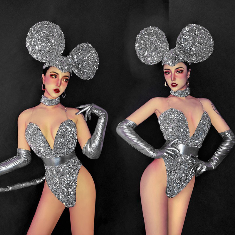 Wuyiba Bar Ds Performance Costume New Sexy Gogo Lead Dancer Costume Sequin Female Atmosphere Touring One-Piece Stage Outfit