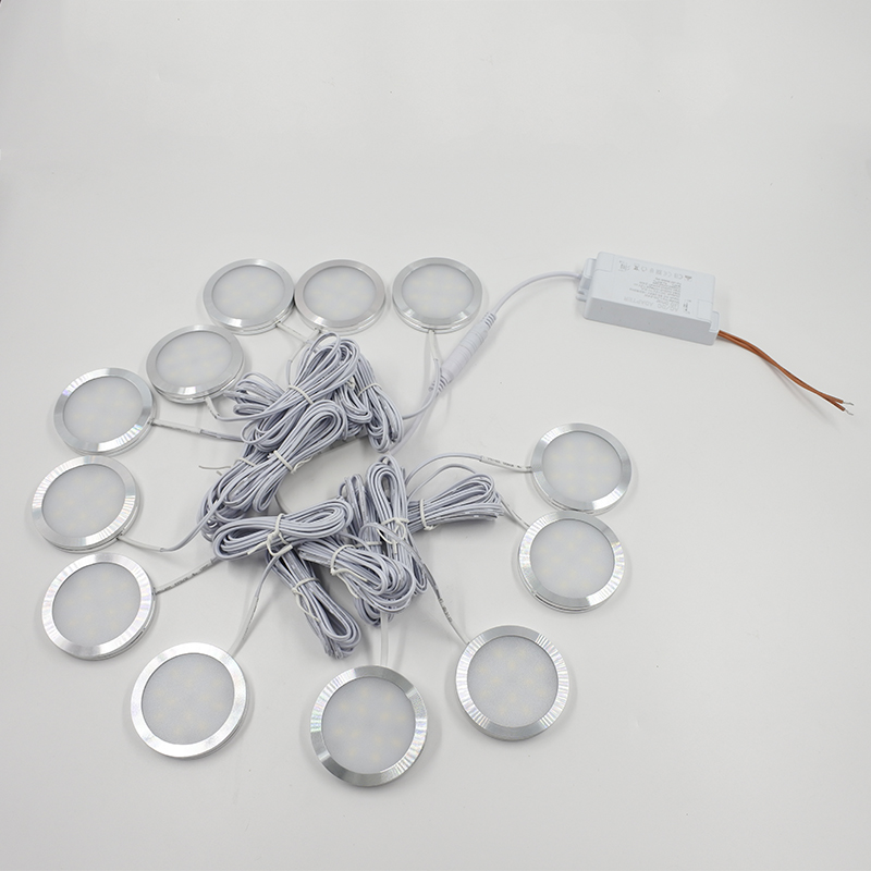 One drag twelve A ultra thin circular integral cabinet light LED cabinet bottom lamp hanging cabinet light desk lamp kitchen lamp kitchen lamp stand wine cabinet lamp