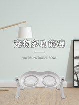 Dog Basin Dog Bowl Cat Bowl Twin Bowl pet Drinking water Pooch Kitty Supplies High Foot Guard Neck Adjustable Anti-Roll