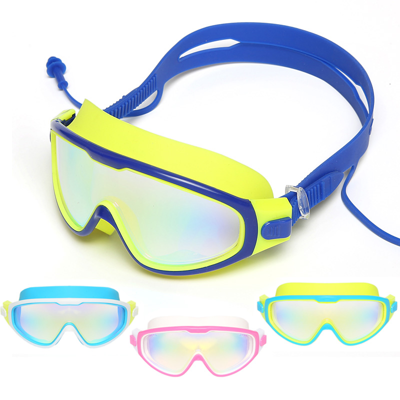 Children's large frame swimming mirror high-definition waterproof anti-fog professional swimming glasses in boys and girls with dive equipment plug