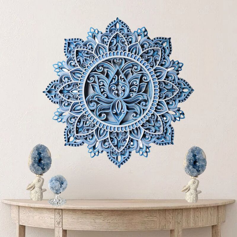 Lotus Blue Lotus Light Language Geometric Mandala Healing Decorative Painting 3D Painting Entrance Hall Sacred Lotus Buddha