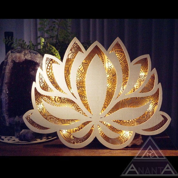 Louts Lotus Lamp Mandala Carved Hollow Wooden Atmosphere Yoga Vintage Simple Wall Lamp Wall Decoration Yoga