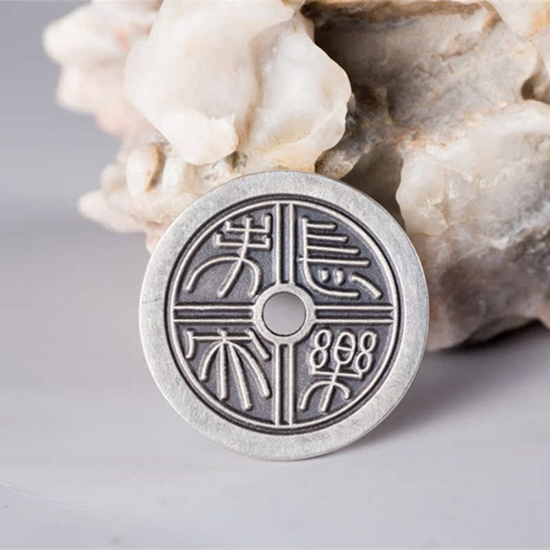 2 7 cm long without forgetting long Lego central silver pendant personality pendant stone nestle gold silver coins