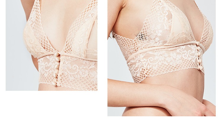 Tò mò Miss Thin Soft Cup Lace Sexy Lace Bra No Steel Ring Small Ngực Front Buckle Đồ lót Girl Bra Summer áo lót yoga đẹp