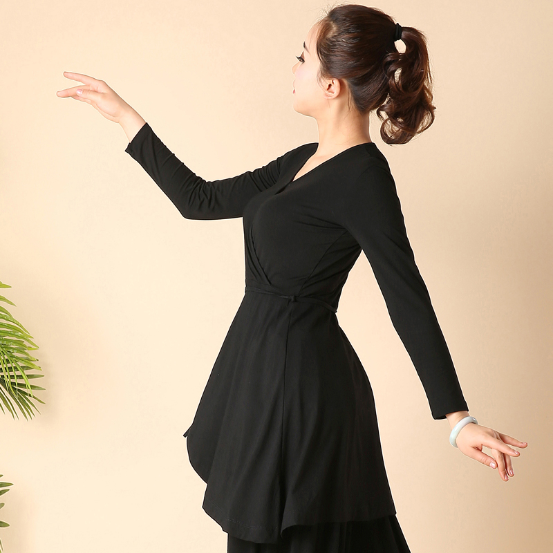 New Latin dance clothes spring and summer modal V-neck dance performance practice clothes female adult lengthened square dance clothes