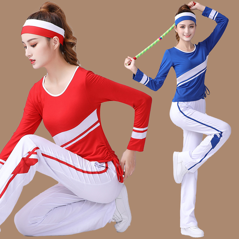 Sportswear Square Dance Costumes New Dance Costumes Ghost Step Dance Team Performance Women Long Sleeve Dancing Fitness Clothing Spring Summer