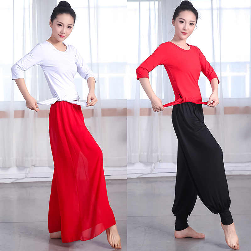 Modern Dance Dress Rehearsical women Adult folk dance Classical Dance Suit Round Collar Midsleeve Modell Spring Summer New