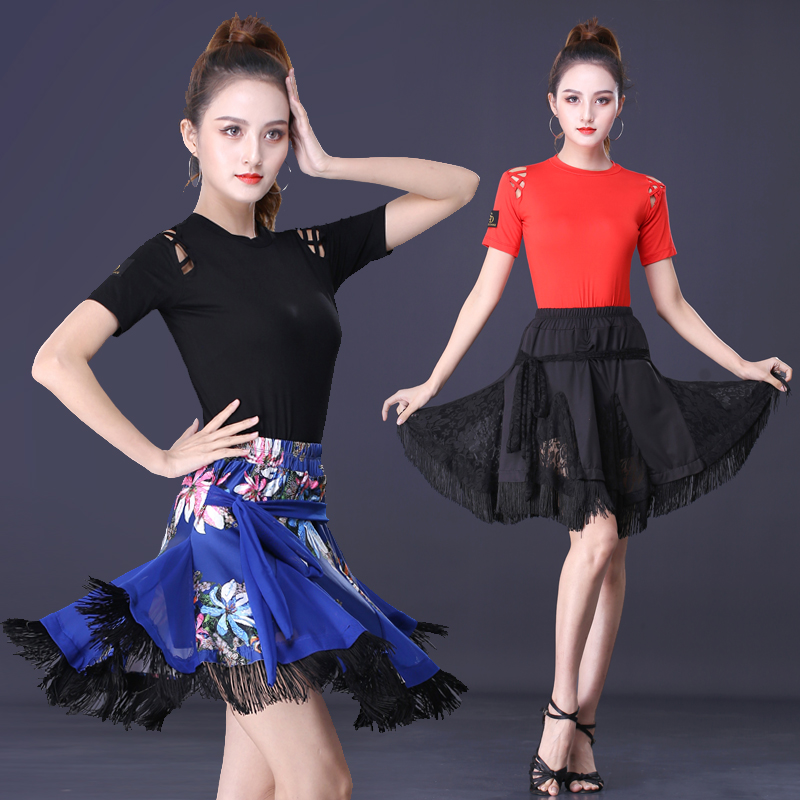 Strapless Latin dance suit new suit Female adult short sleeve friendship Cha Cha dance square dance suit professional practice suit